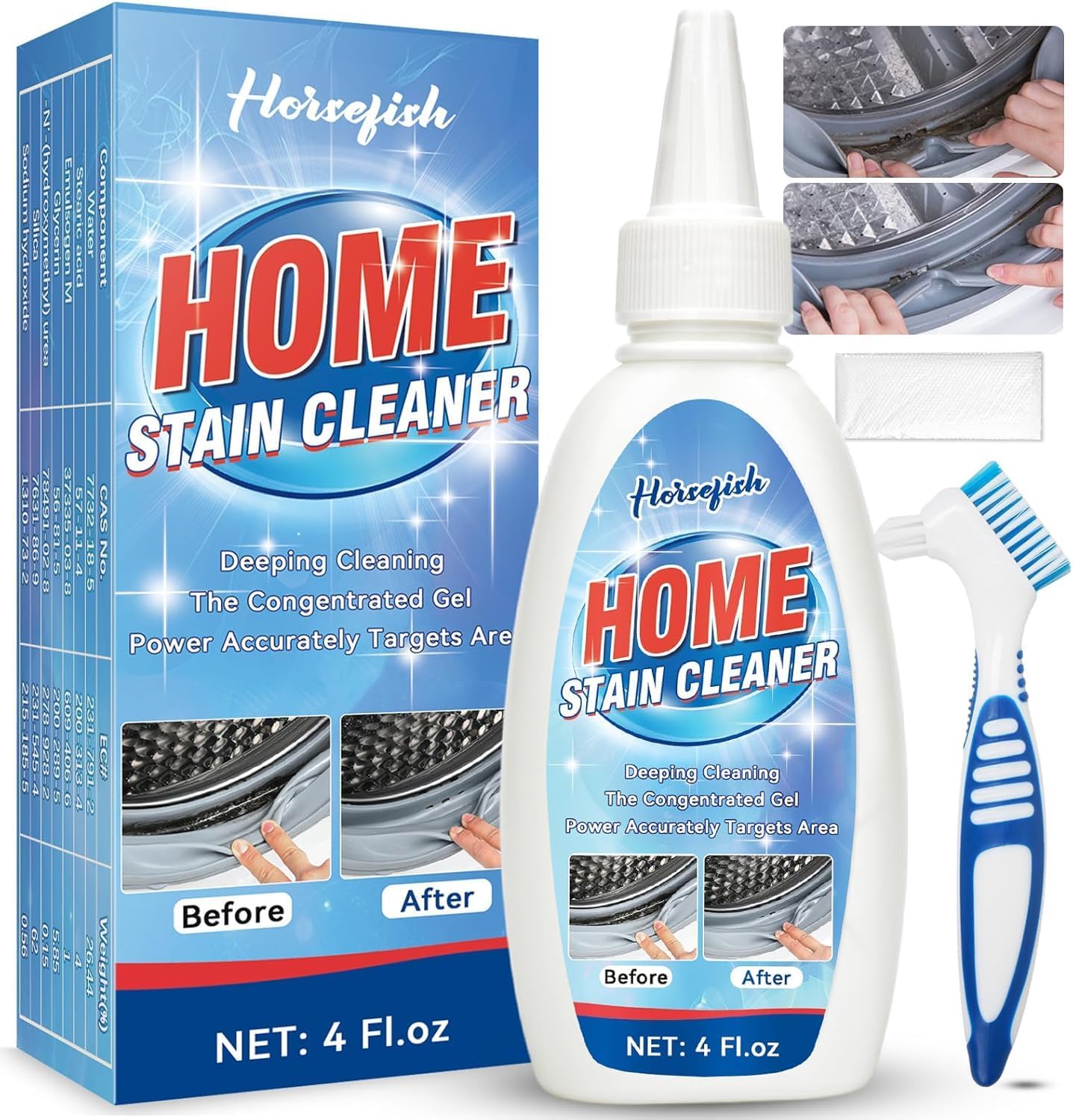 Mold Stain Cleaning Gel, Household Washing Machine Cleaner for Washing Machine Seal, Refrigerator Strips, Grout Cleaner for Tile Sink Bathroom Shower, Front Load Washer Cleaning Solution